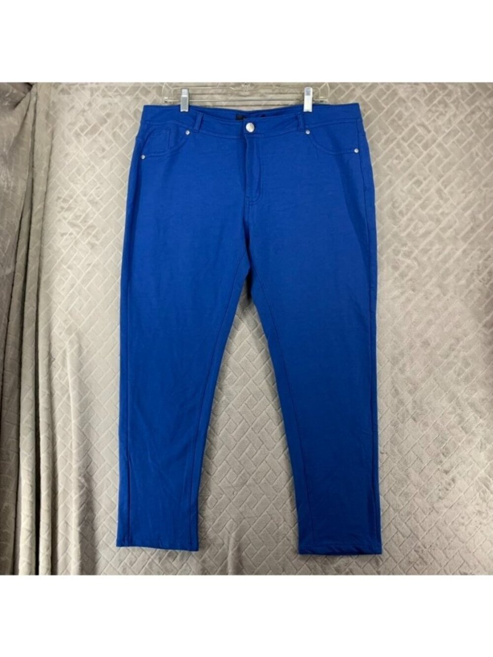 Love Bytes Pants Womens 3x Bright Blue Skinny Ankle Mid Rise Soft Stretch